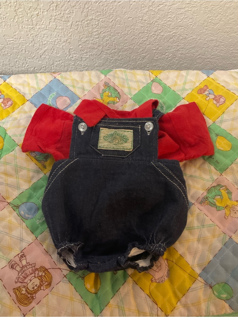 Vintage Cabbage Patch Kids Denim Romper & Matching Red Shirt KT Factory